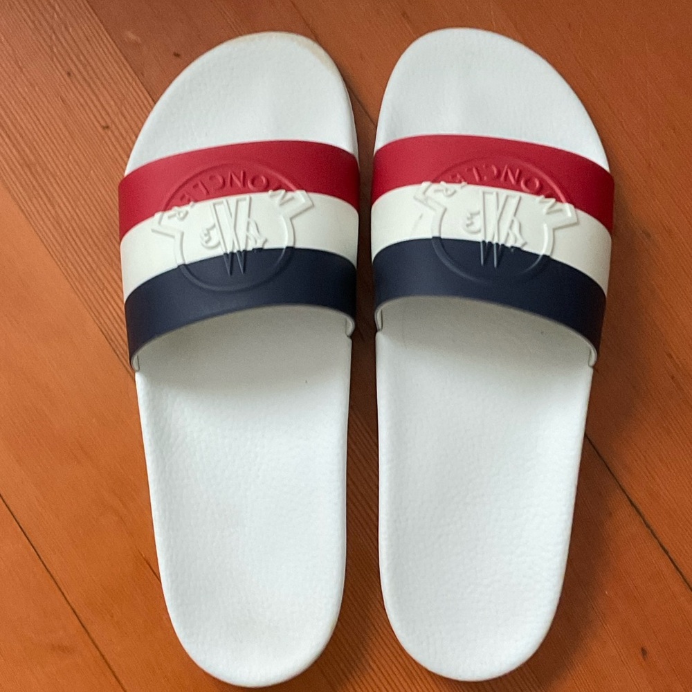 Moncler Basile Red, White, and Blue Slide Sandals